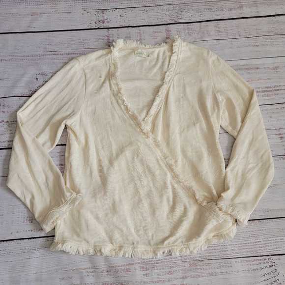 Spartina 449 Tops - Spartina 449 Clara Convertible Cardigan Fringe Cream Wrap Women's Medium